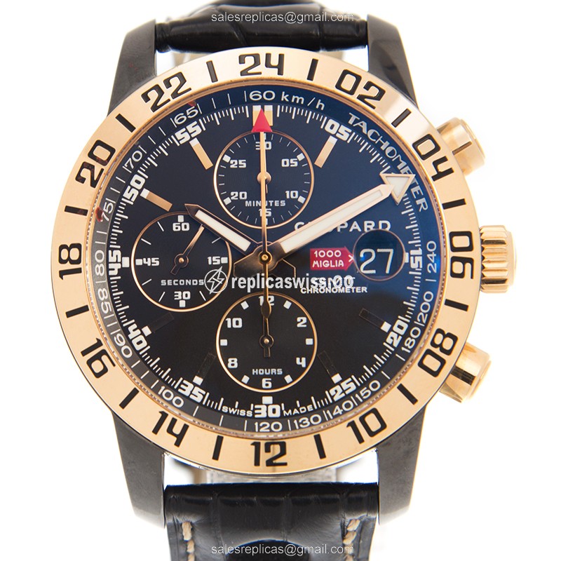 Chopard Replica Mille Miglia GT XL - Auto - 18kt Rose Gold - Black Dial - Buckle Clasp - Luxury Replica MILLE MIGLIA GT XL Watch